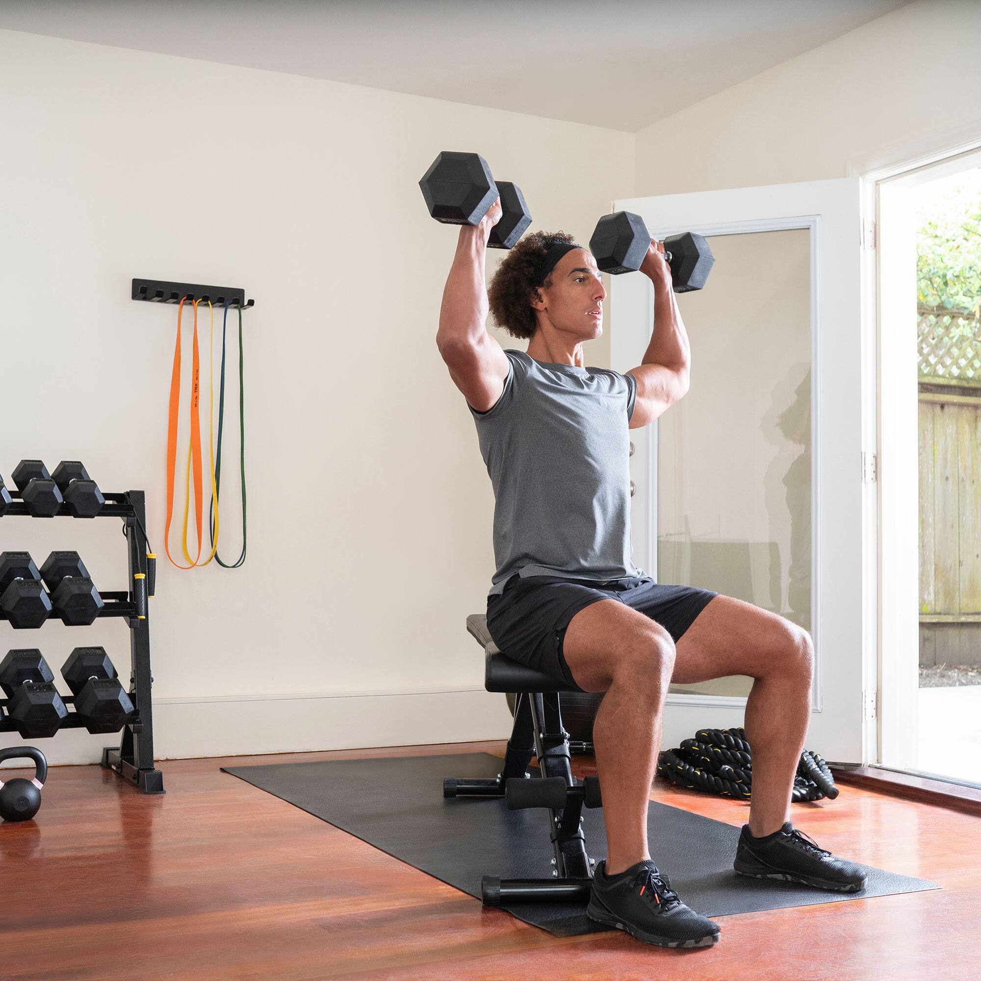 Alt View 4. TRX - TRX Hex Rubber 10 Pound Dumbbell Weight Strength Training Workout Equipment - Black.