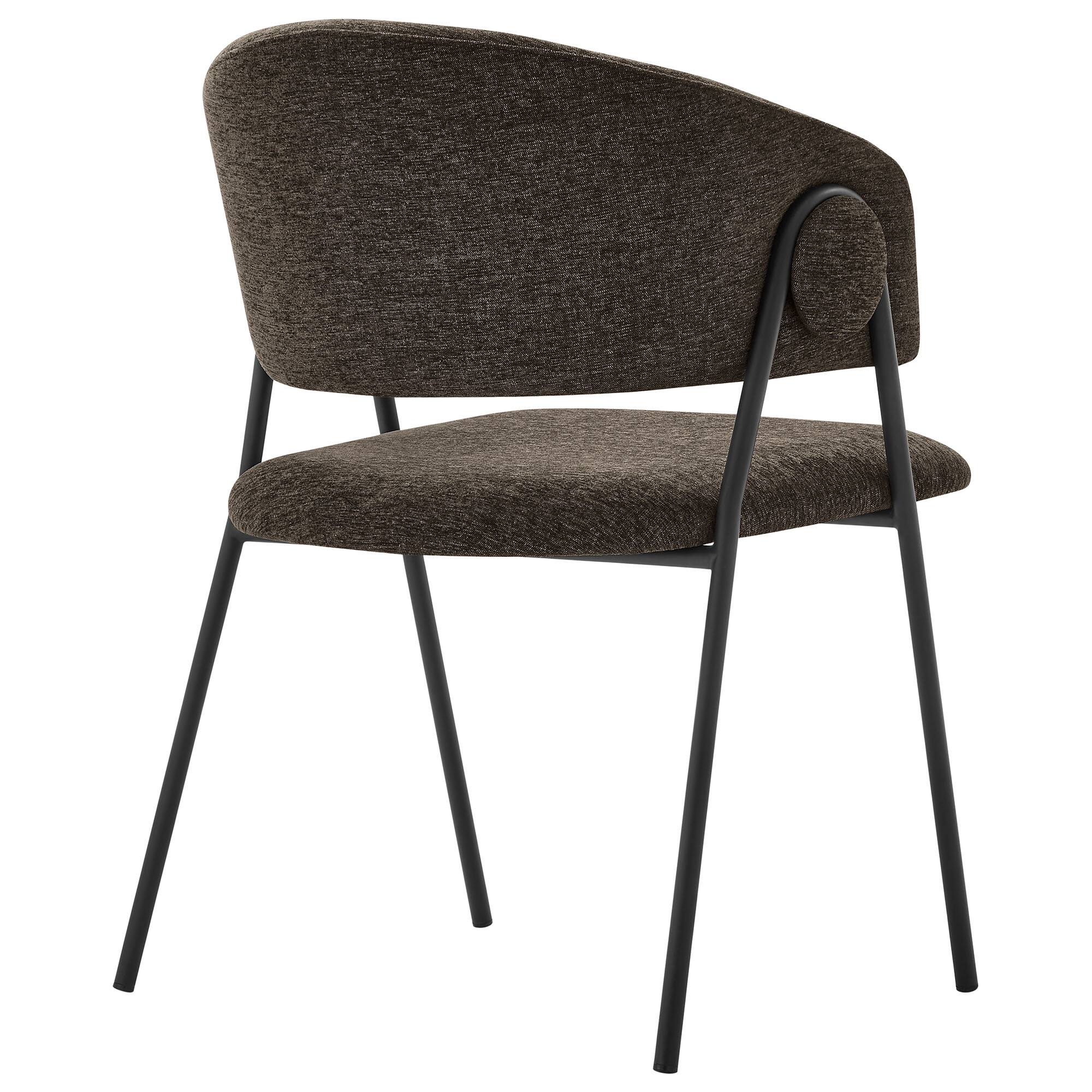 Alt View 2. Modway - Nella Upholstered Heathered Chenille Dining Chairs Set of 2 by Modway - Black.
