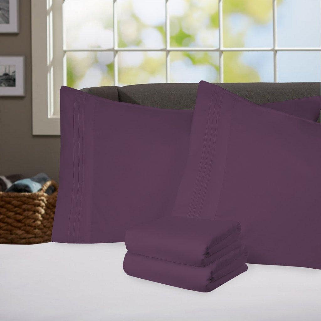 Paradigms Interiors - 1800 Series Bed Sheet Set Egyptian Quality Deep Pocket - Purple-Queen