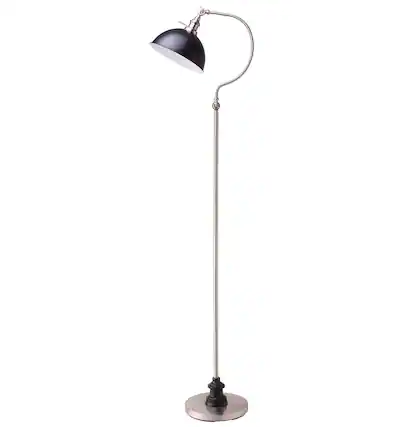 Front. APRILSOUL - 56in H SATIN NICKLE GOOD NECK FLOOR LAMP - Nickel.