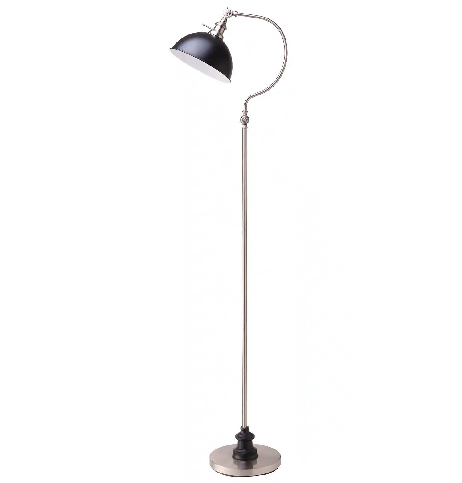 APRILSOUL - 56in H SATIN NICKLE GOOD NECK FLOOR LAMP - Nickel