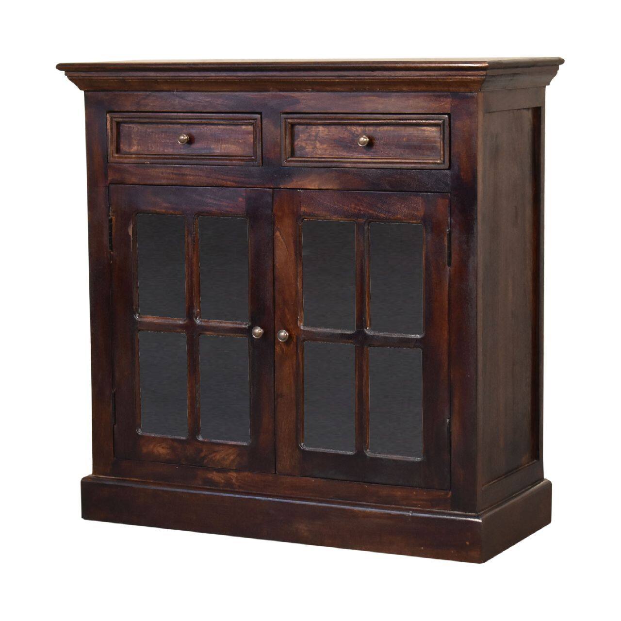 Left. Artisan Furniture - Artisan Furniture Solid Wood Light Walnut Cabinet with Glazed Doors - Light walnut.