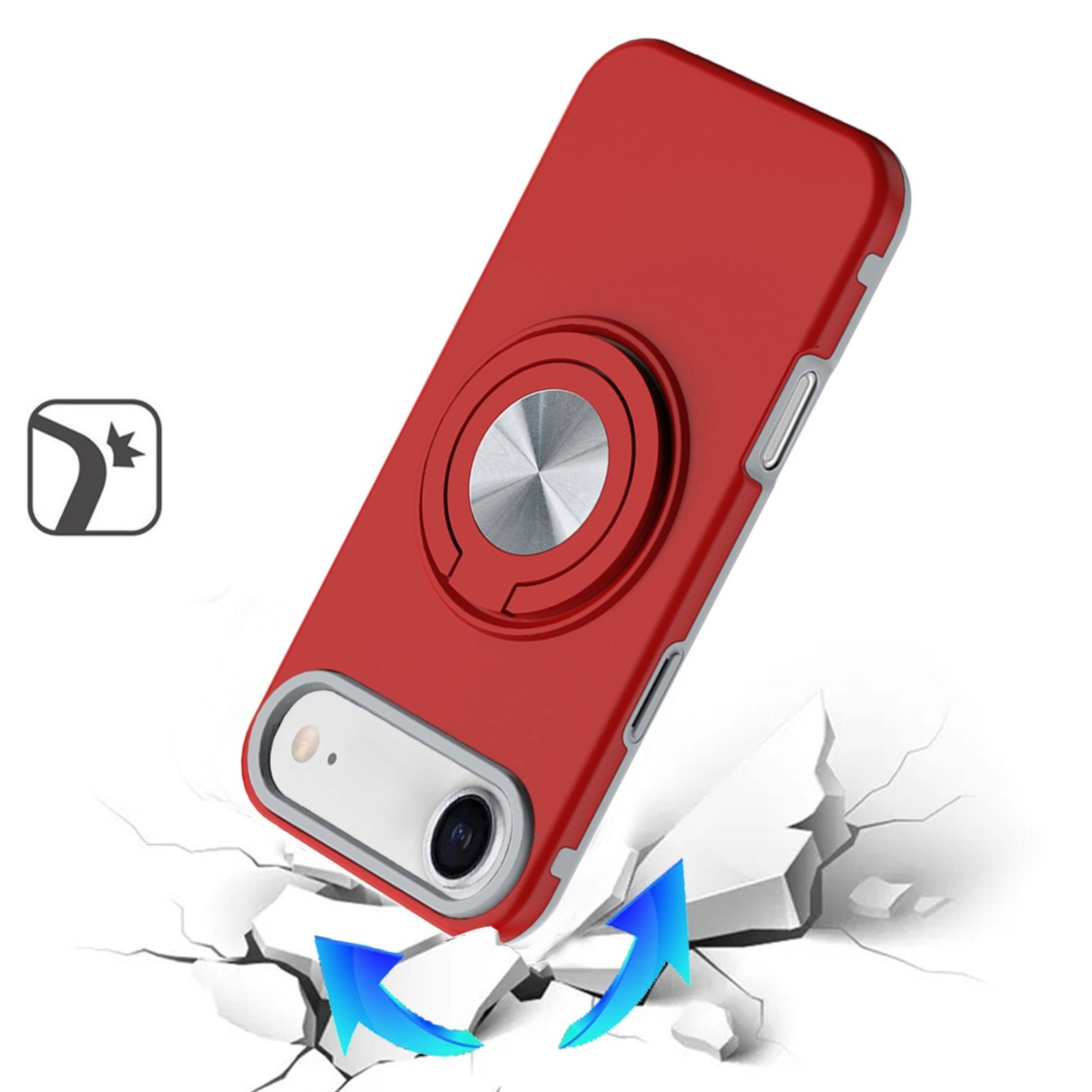Left. Kitcheniva - Solid Rugged Shockproof Phone Case With 360 Stand Tempered Glass For iPhone Air Red - Red.