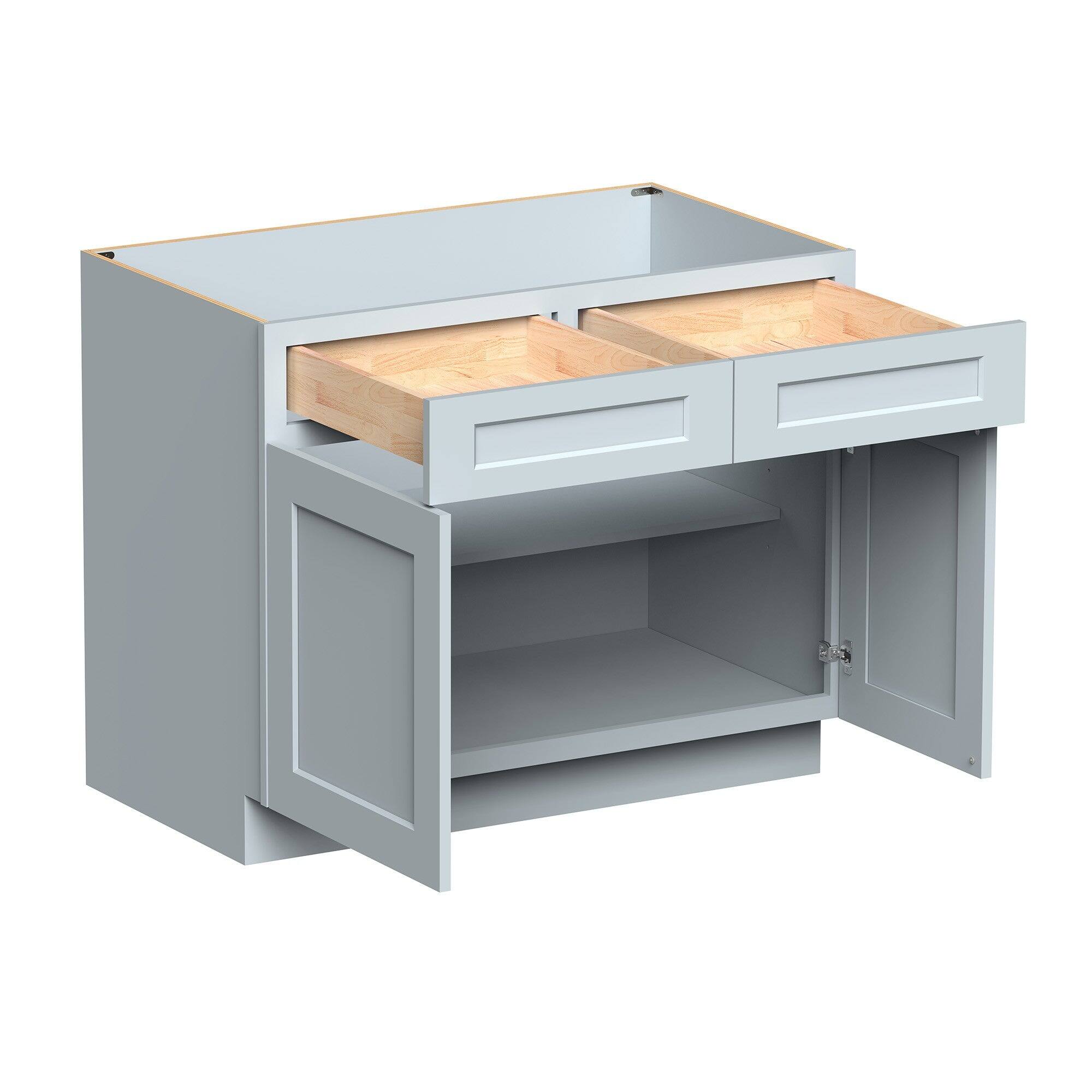 Alt View 2. Boyel Living - 42in.W Dove Gray BASE CABINET Fully assembled Cabinet with Two Rubberwood Drawers and Two MDF Door Recessed Panel Shaker - Gray.
