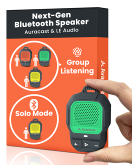 Avantree - Clip-On Auracast Speaker – Next-Gen Bluetooth LE Audio Mini Speaker for Group Listening - Green
