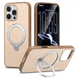 Dteck - Magnetic Case for Apple iPhone 16 Pro Max with 360° Rotating Ring Stand, Military-Grade Shockproof Protective Cover - Khaki