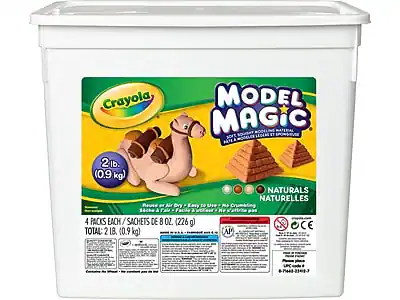 Crayola Model Magic
2 lb. (0.9 kg)
Naturals
4 Packs Each / Sachets de 8 oz. (226 g)
Total: 2 lb. (0.9 kg)
Reusable Air Dry - Easy to Use - No Crumbling
Sachets de 8 oz. (226 g)
Naturales
AP
CE
