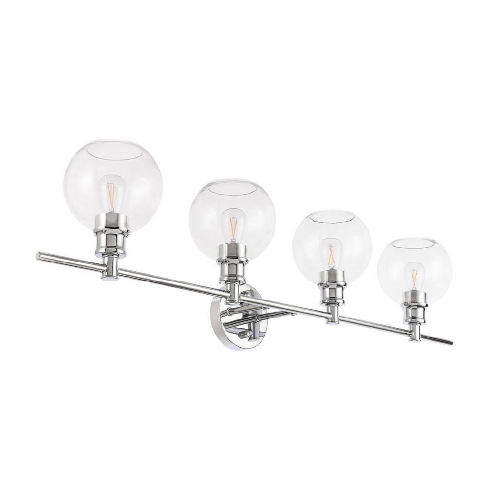 Alt View 3. Living District - Collier 4 light Chrome and Clear glass Wall sconce - Chrome And Clear Glass.