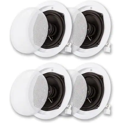 Front. Acoustic Audio by Goldwood - R191 in Ceiling/in Wall Speaker 2 Pair Pack 2 Way Home Theater R191-2PR - Paintable White.