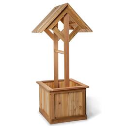 All Things Cedar - 5-Ft Outdoor Wishing Well Planter Box for Flowers and Plants - Natural