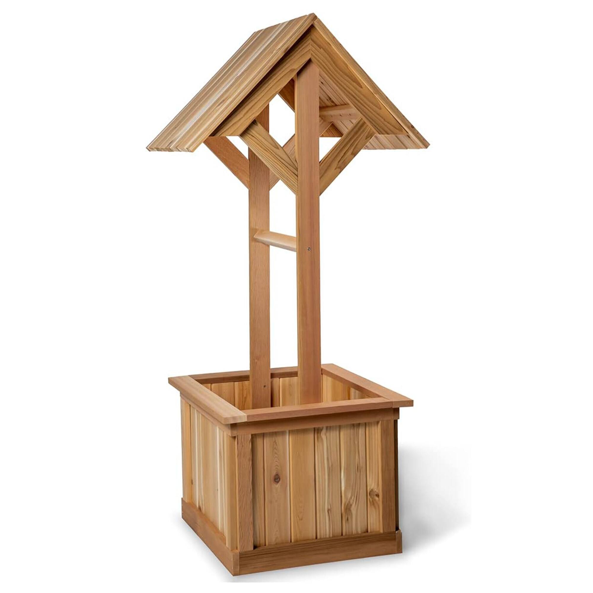 Front. All Things Cedar - All Things Cedar 5-Ft Outdoor Wishing Well Planter Box for Flowers and Plants - Natural.