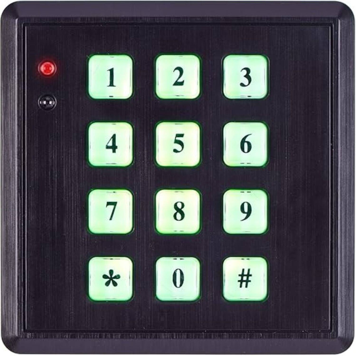 Back. Stock Preferred - Realistic Burglar Deterrent Keypad with Flashing LED Lights - Black with Red and Green LED Lights.