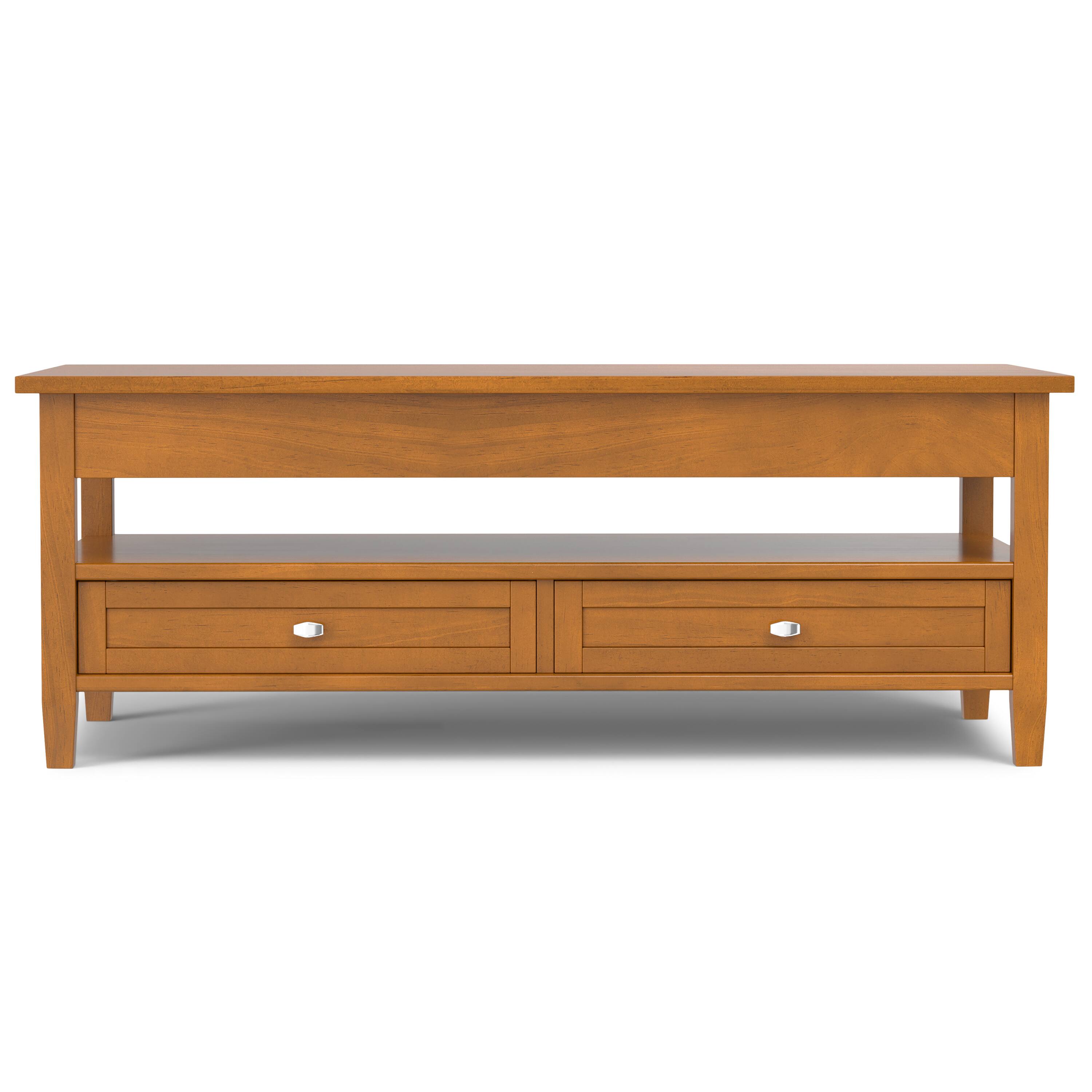 Left. Simpli Home - Warm Shaker 48 inch Wide Solid Wood Lift Top Coffee Table in Light Golden Brown - Light Golden Brown.