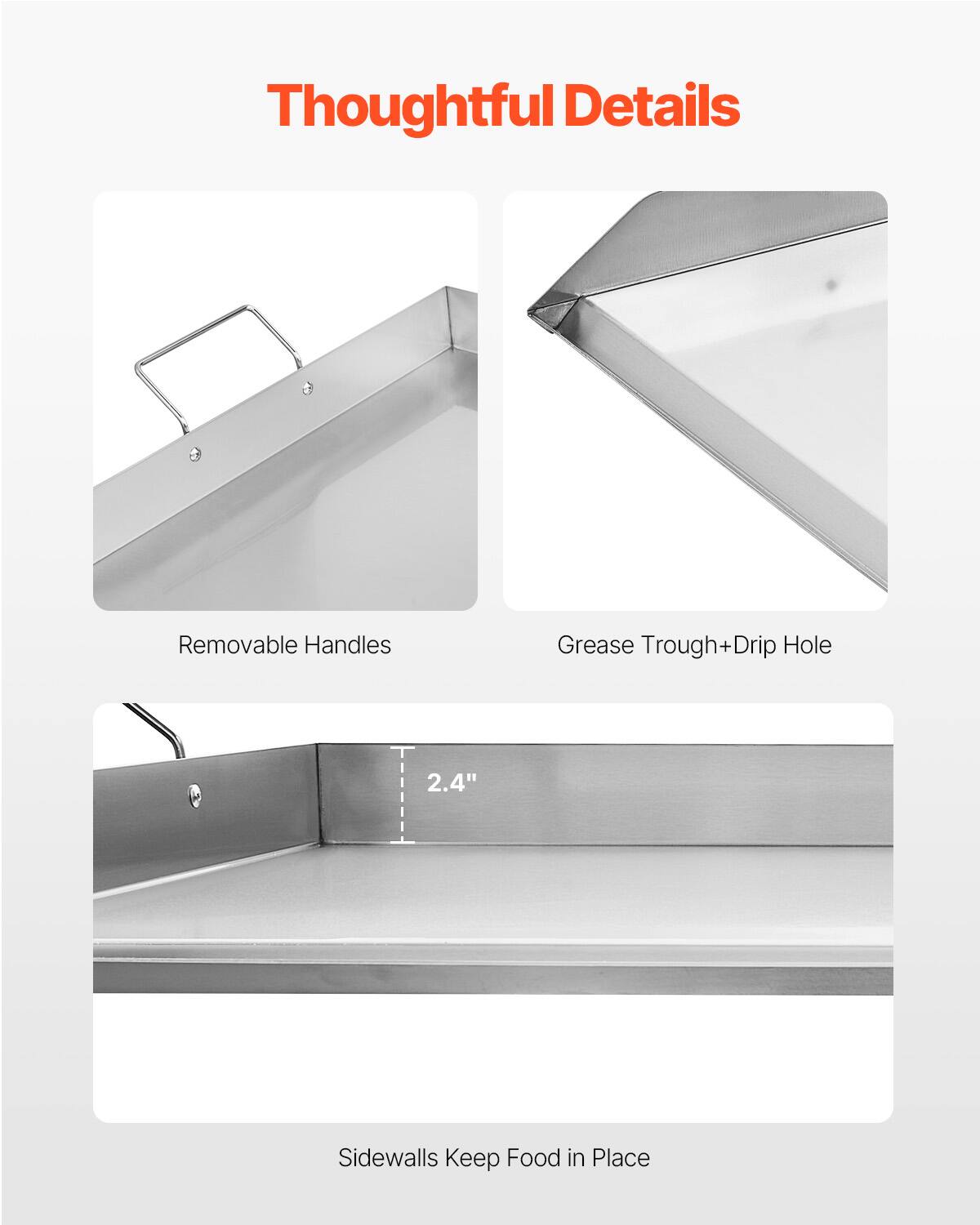 Thoughtful Details

Removable Handles
Grease Trough+Drip Hole
Sidewalls Keep Food in Place