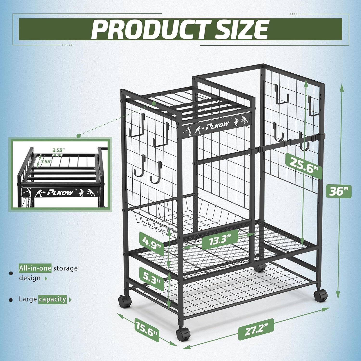 PRODUCT SIZE

- 2.58" x 7.55"
- 25.6" x 36"
- 4.9" x 13.3"
- 5.3" x 15.6" x 27.2"

All-in-one storage design
Large capacity