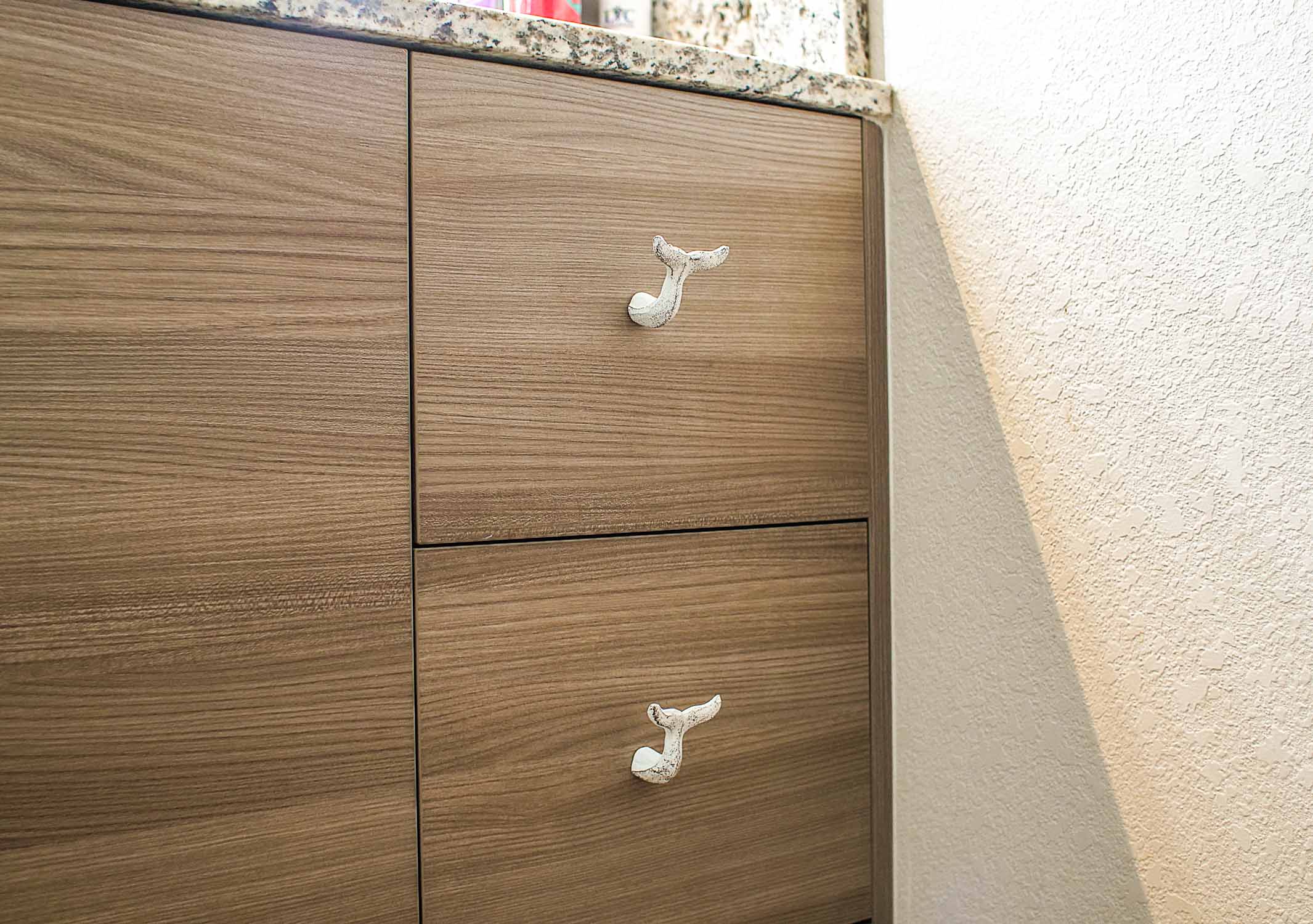 Alt View 3. Zeckos - White Cast Iron Whale Tail Drawer or Cabinet Door Pulls Set of 12 - White.