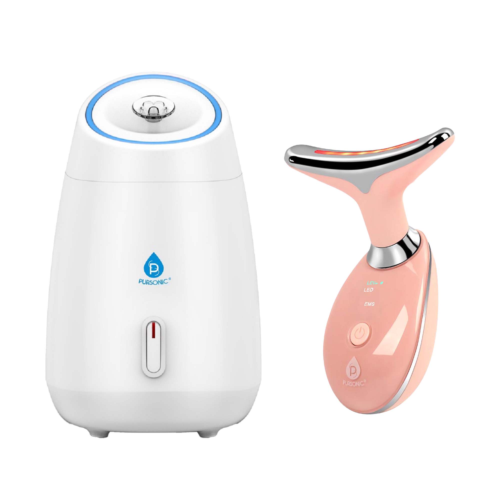 Pursonic - Ultimate Spa & Beauty Bundle – Facial Steamer and 7-in-1 LED Light Therapy Device - Multicolor