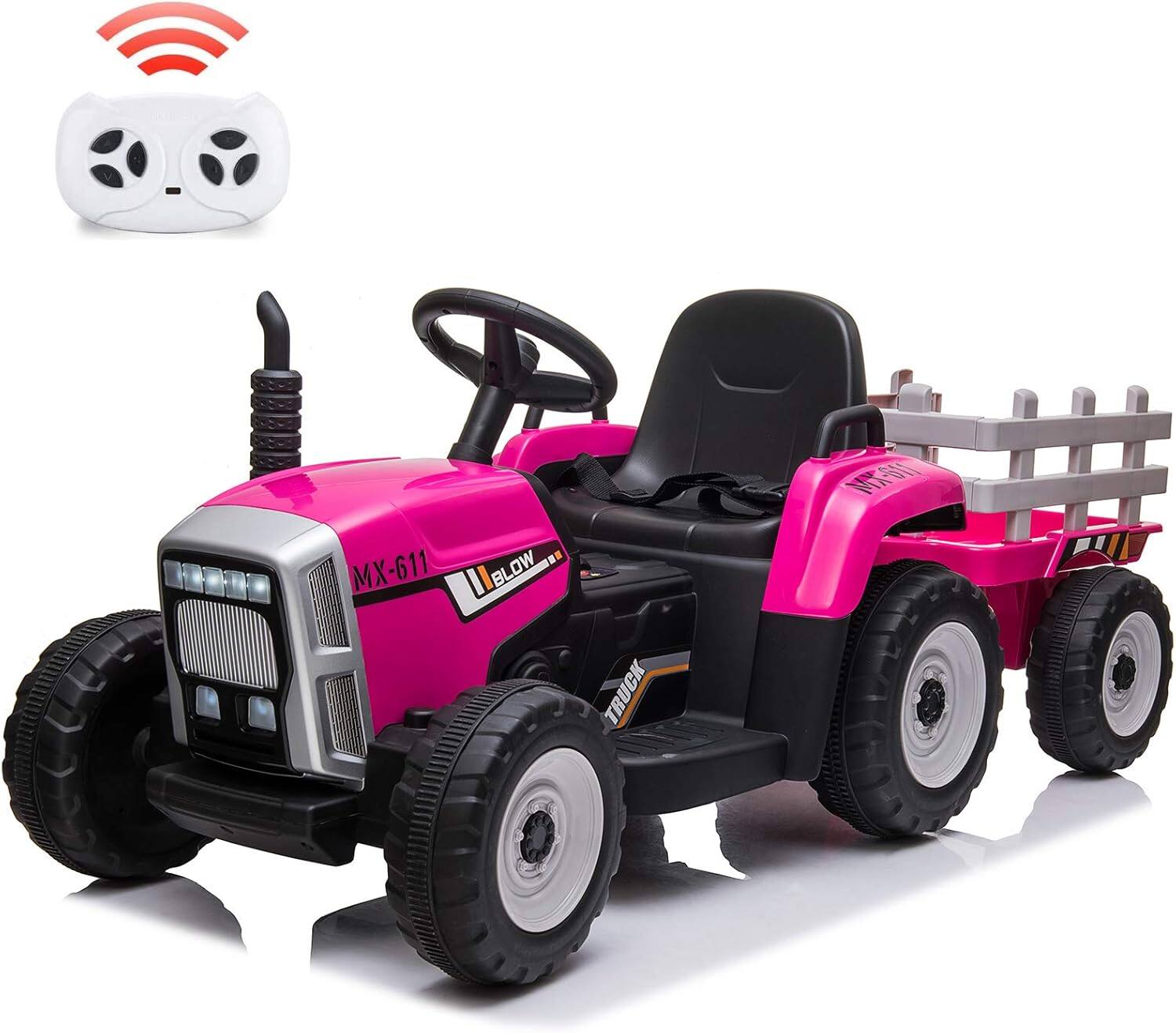 Homhougo - 12V Kids Ride On Track,Battery Powered Electric Tractor with Trailer,Treaded Tires with Dual 25W Motors/RC price history on PriceWatchPro