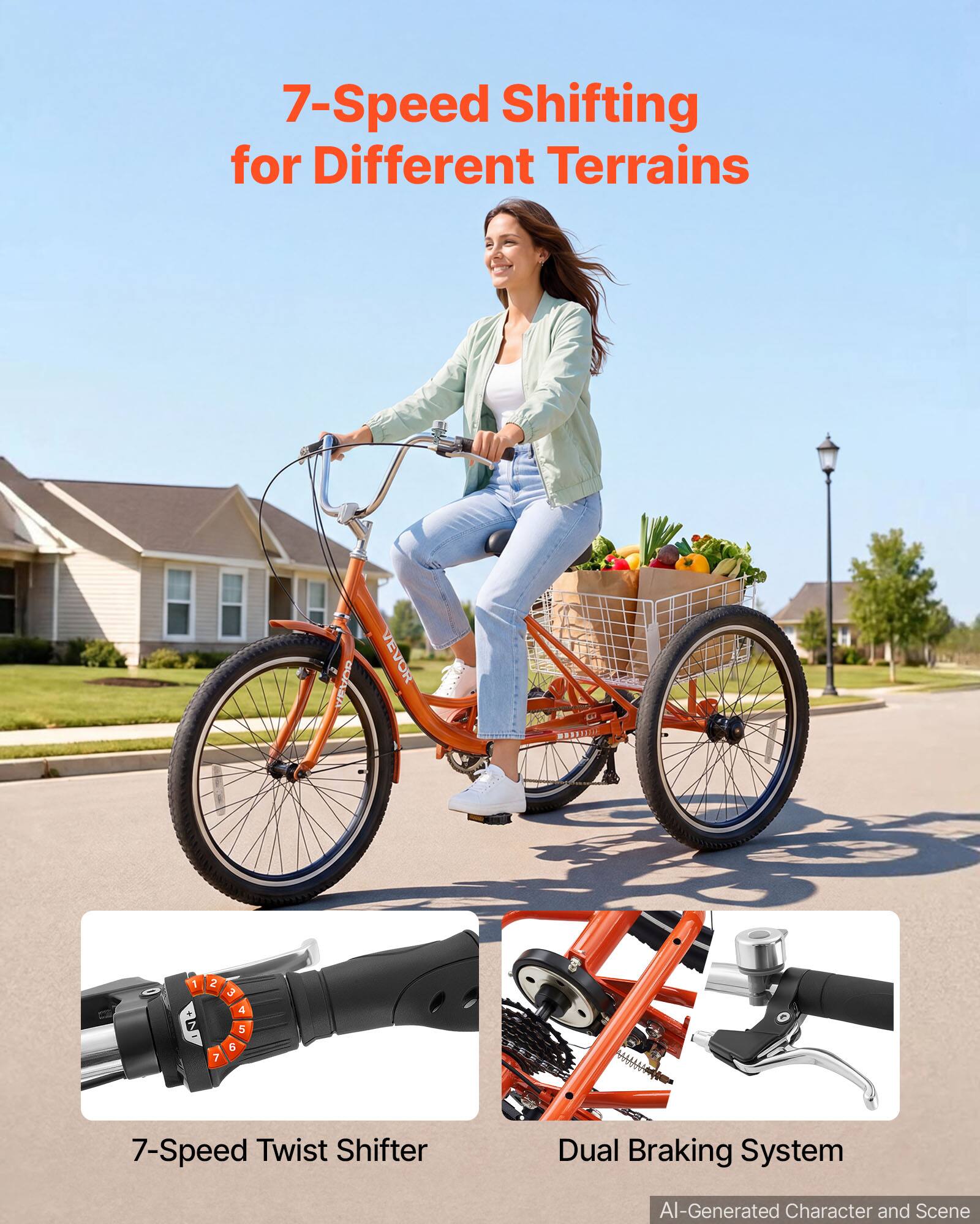 7-Speed Shifting for Different Terrains

7-Speed Twist Shifter

Dual Braking System

AI-Generated Character and Scene