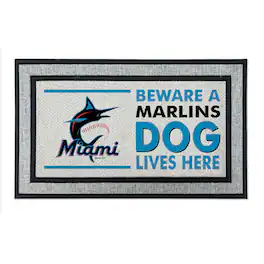 Jardine - Miami Marlins 18" x 30" Indoor/Outdoor Team Dog Lives Here - Multicolor