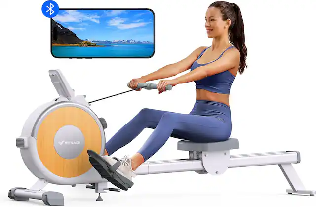 Front. MERACH - MERACH Q1S Magnetic Rowing Machine 16 Levels of Quiet Resistance Dual Slide Rail 350lb Weight Capacity App Compatible - White.