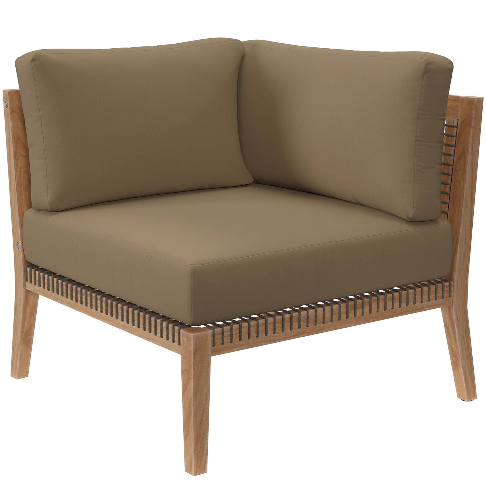 Alt View 2. Modway - Clearwater 4-Piece Outdoor Patio Teak Wood Sectional Sofa - Gray Light Brown.