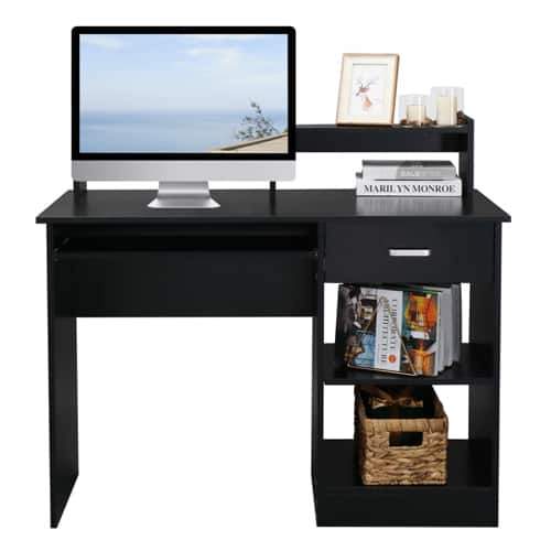 Winado - Computer Desk Writing Study Gaming Table Workstation Home Office with Drawer - Black