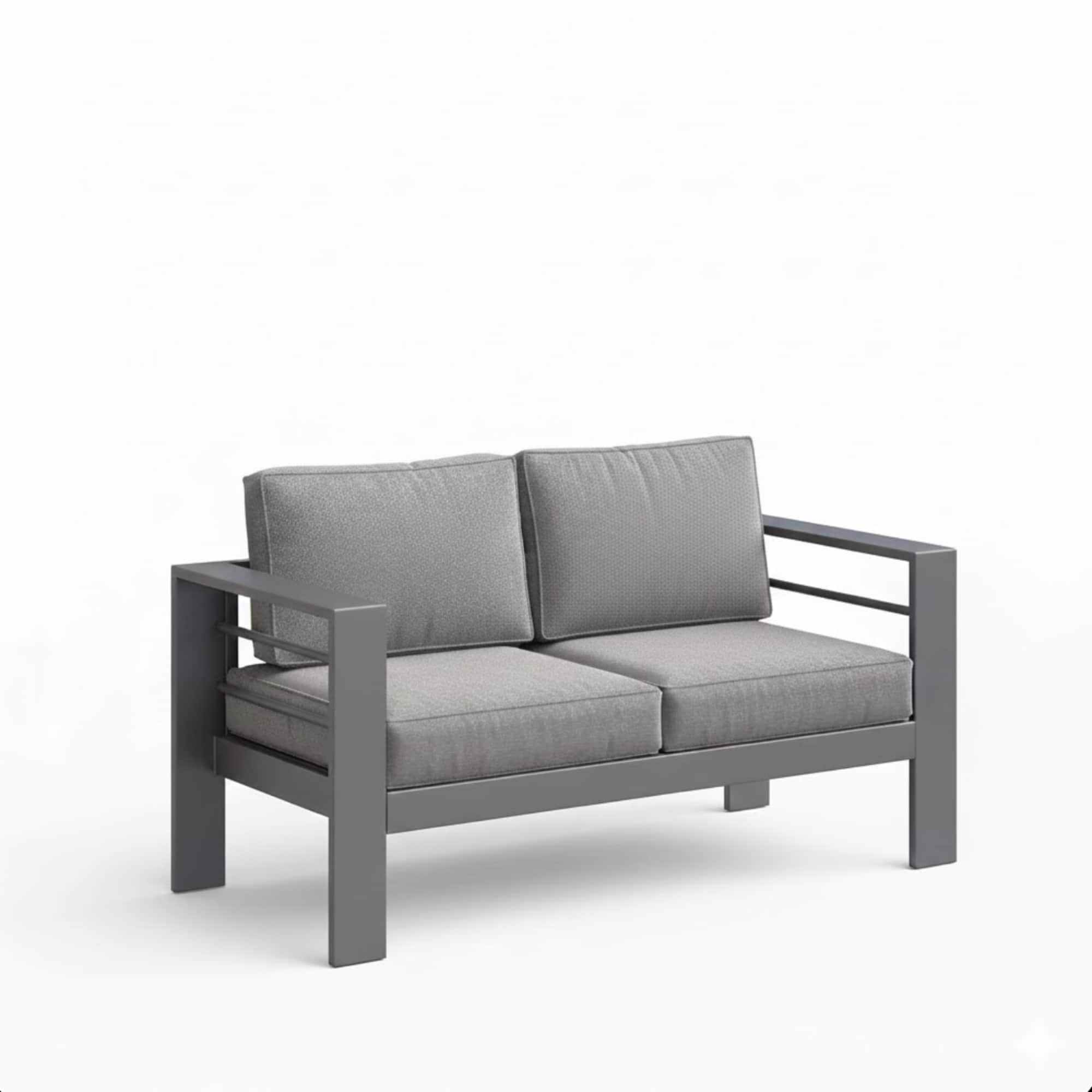 Mondawe - 52" All-Weather Metal Loveseat Patio Sofa with Cushions - Gray
