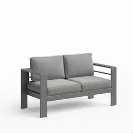 Mondawe - 52" All-Weather Metal Loveseat Patio Sofa with Cushions - Gray