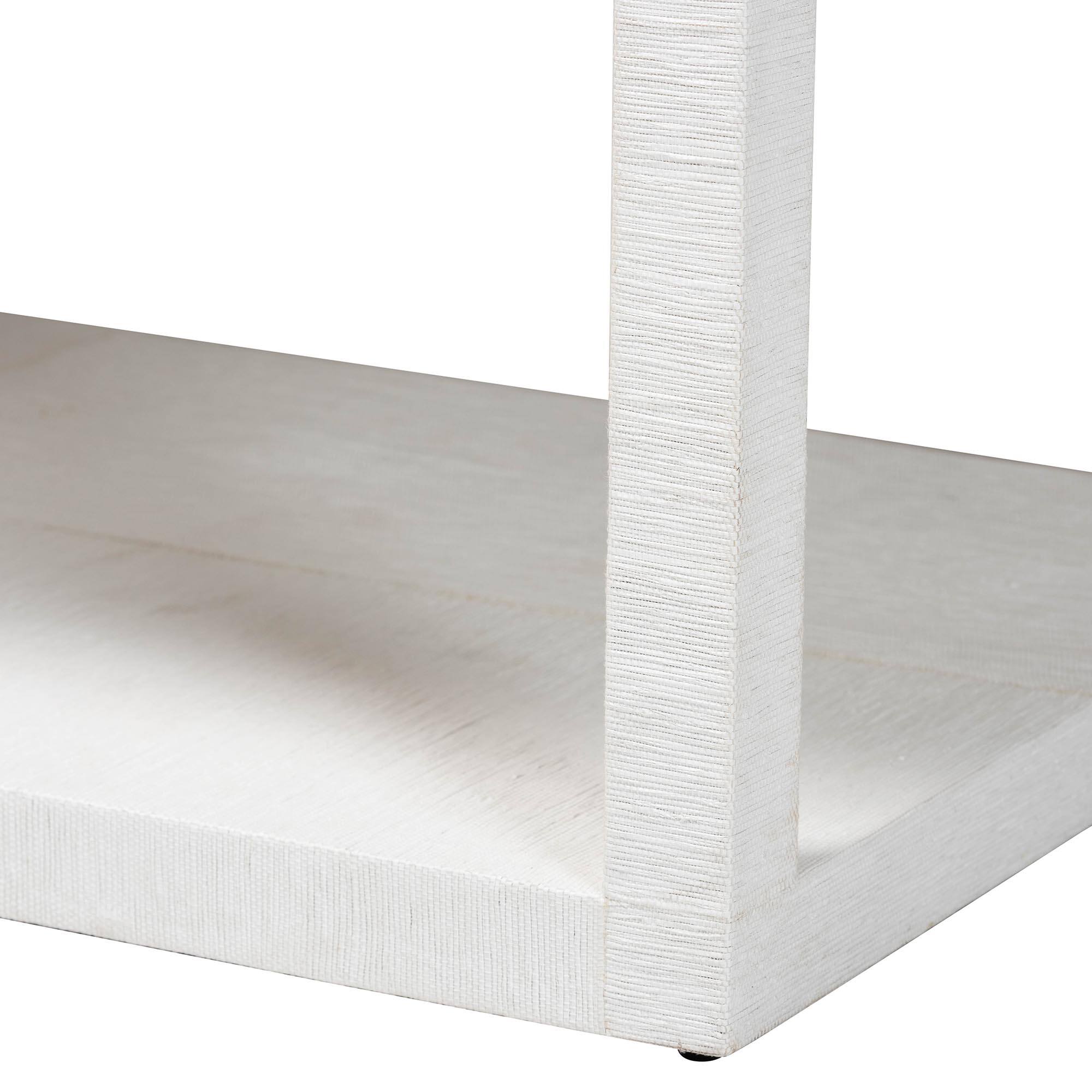 Back. bali & pari - Oaklynn Natural Grasscloth Coffee Table - Two-Tier Cocktail Table with Open Frame, Modern Coastal Centerpiece - White.