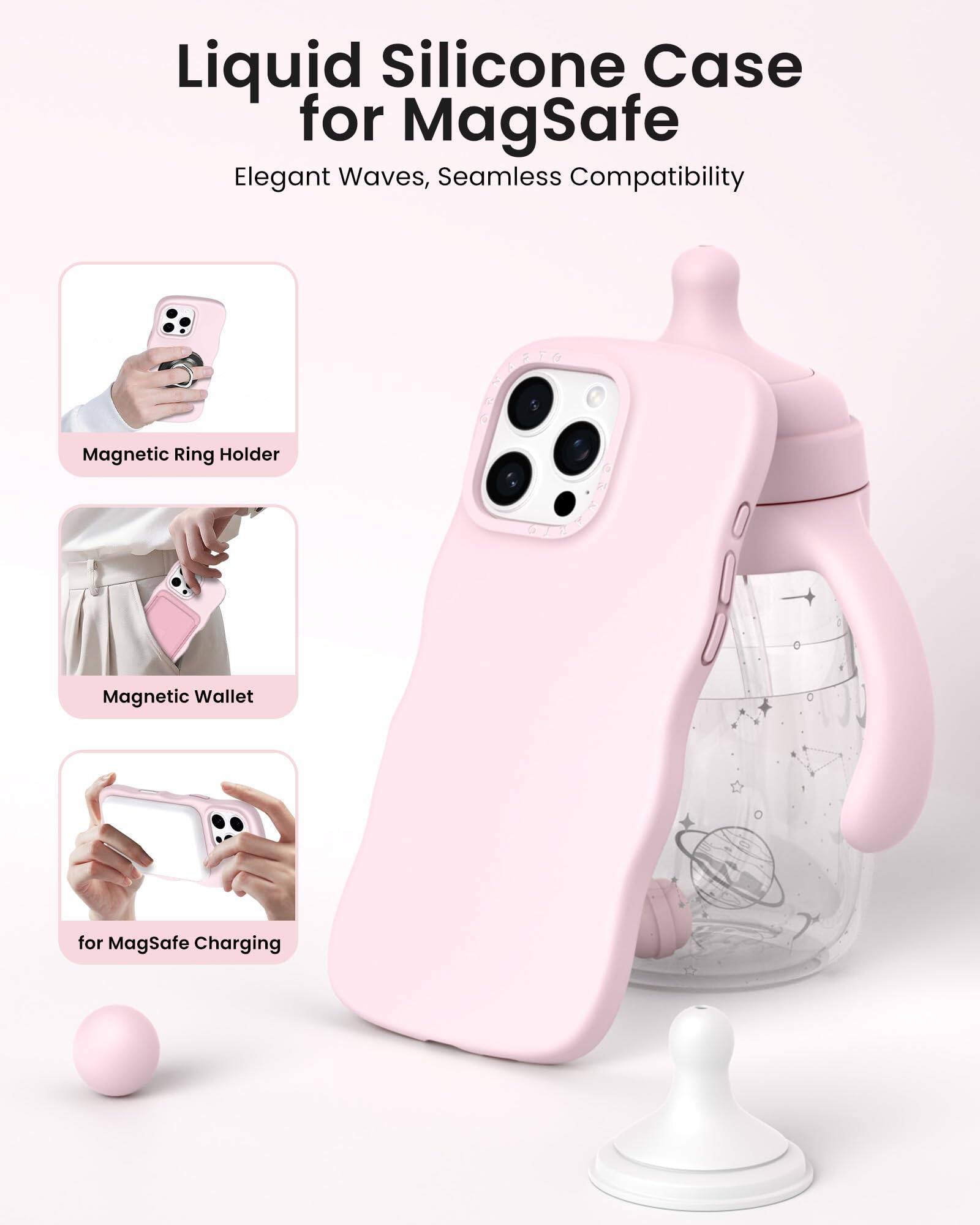 Liquid Silicone Case for MagSafe  
Elegant Waves, Seamless Compatibility  

- Magnetic Ring Holder  
- Magnetic Wallet  
- for MagSafe Charging