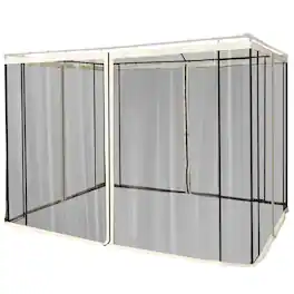 Outsunny - Replacement Mesh Sidewall Netting for 10' x 10' Gazebos and Canopy Tents with Zippers - Cream White
