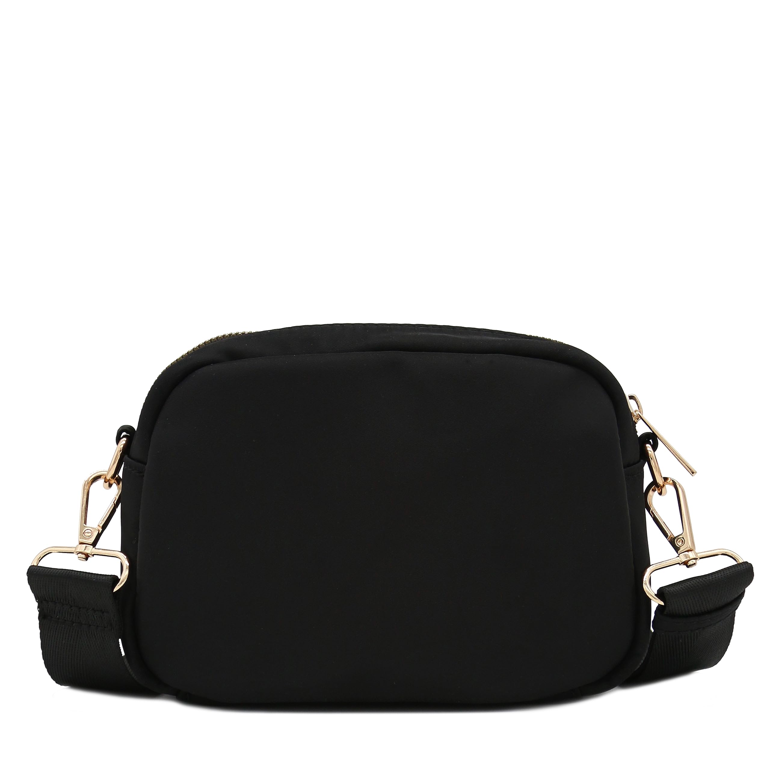 Alt View 2. Live At Space - Quilted Nylon Crossbody Bag With Wide Strap Dimensions: 7.5" (W) x 5" (H) x 3.5" (D)Zipper closure, Nylon body &tone - Nude.