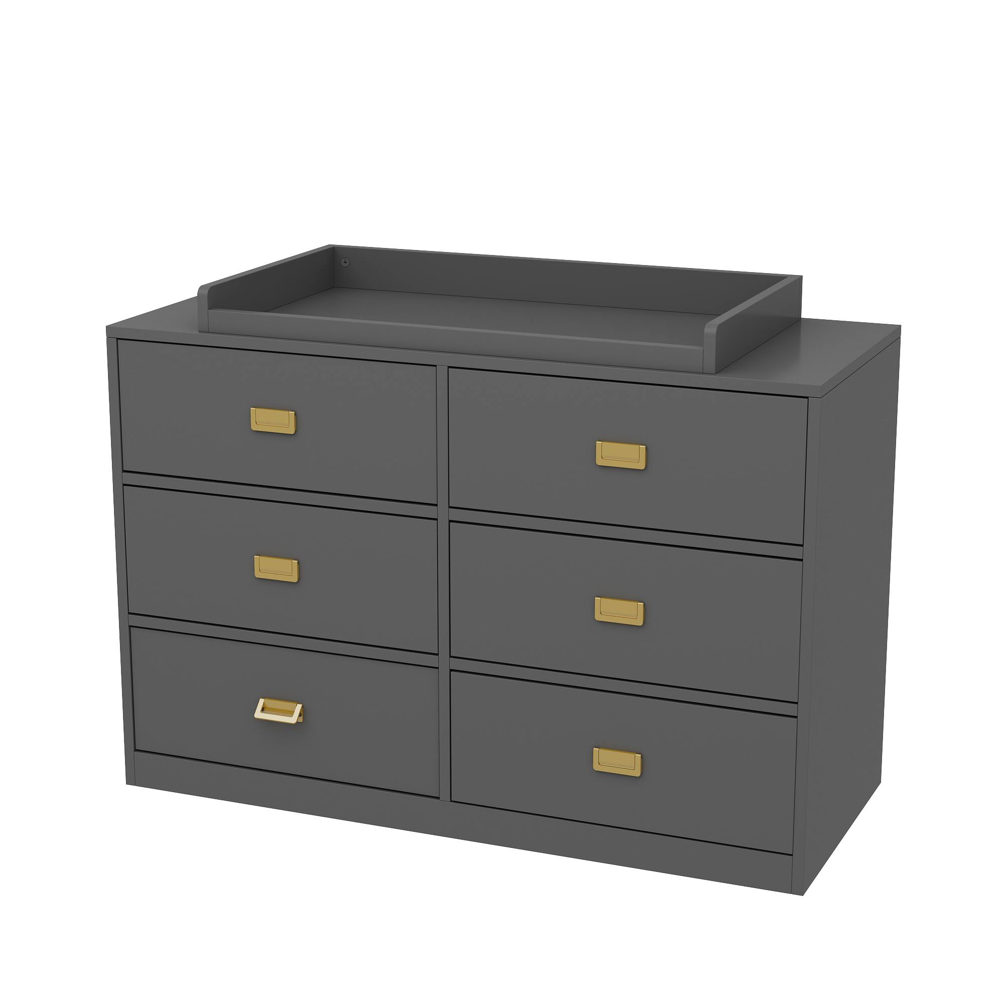 Angle. FUFU & GAGA - FUFU&GAGA Mordern Baby Changing Table Dresser: Quiet Slides & Chic Metal Handles - Gray.