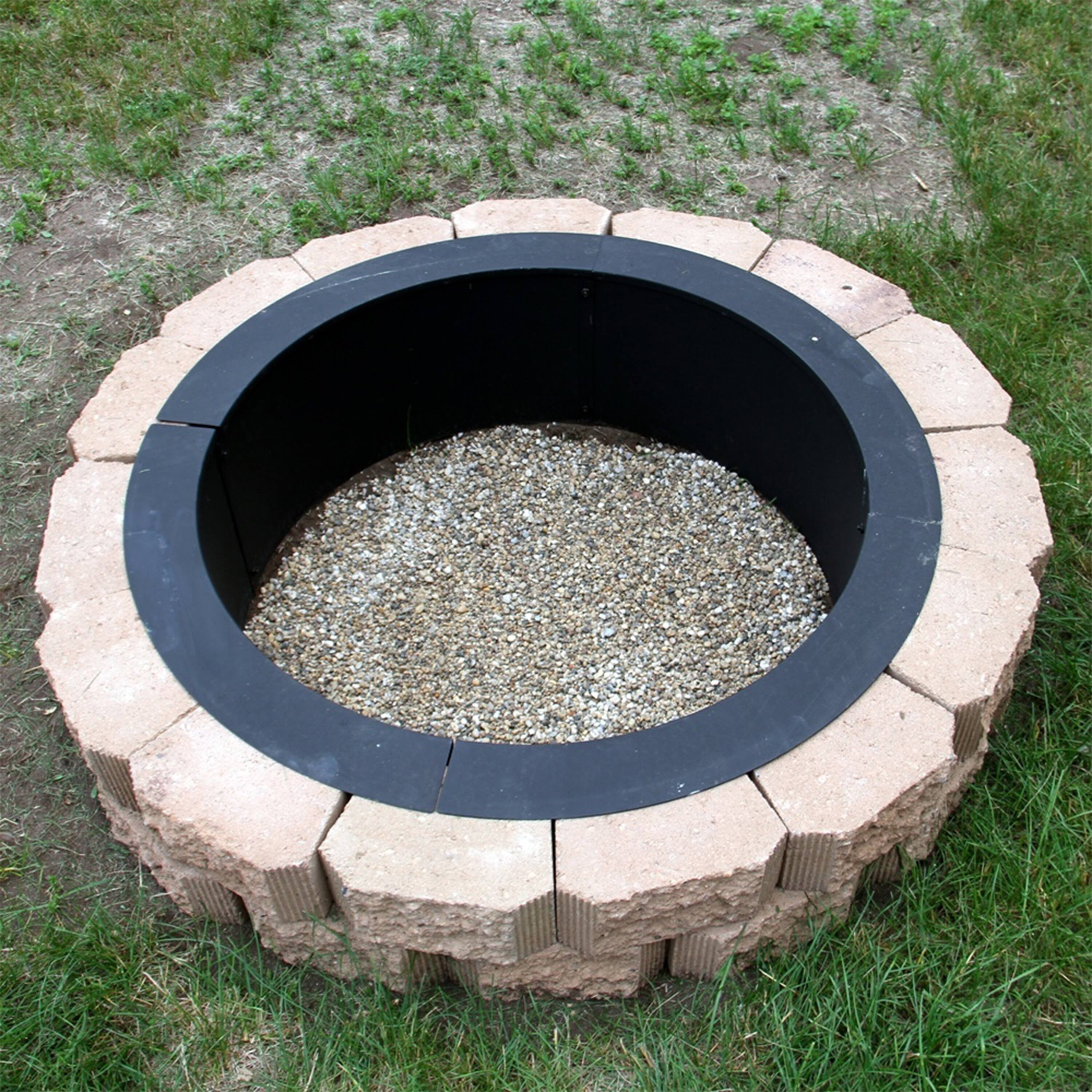 Alt View 7. Sunnydaze - 30 in Heavy-Duty Steel Above/In-Ground Fire Pit Ring Insert - Black.