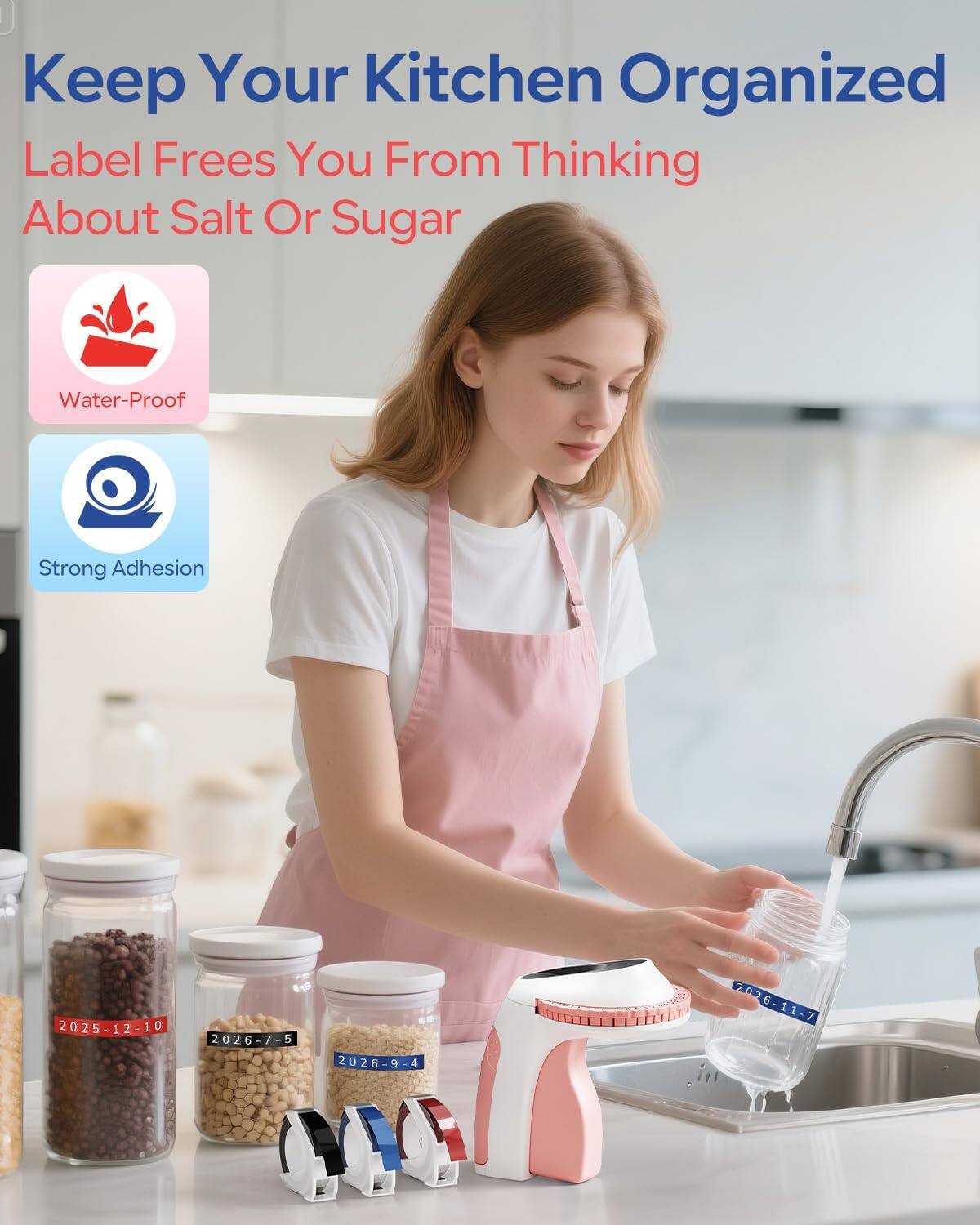 Keep Your Kitchen Organized  
Label Frees You From Thinking About Salt Or Sugar  

Water-Proof  
Strong Adhesion  

2025-12-10  
2026-7-5  
2026-9-4  
2026-11-7