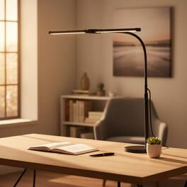 Dazzed Corner - LED Desk Lamp with Clamp, Double Head, 3 Modes, 10 Brightness, Black