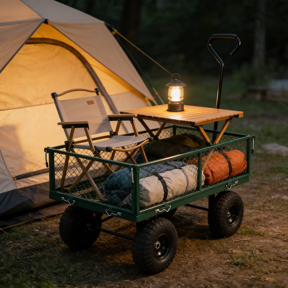 Alt View 8. Loheer - Loheer Heavy Duty Garden Wagon, Green Metal Utility Cart with Removable Sides and 550 lb Capacity.