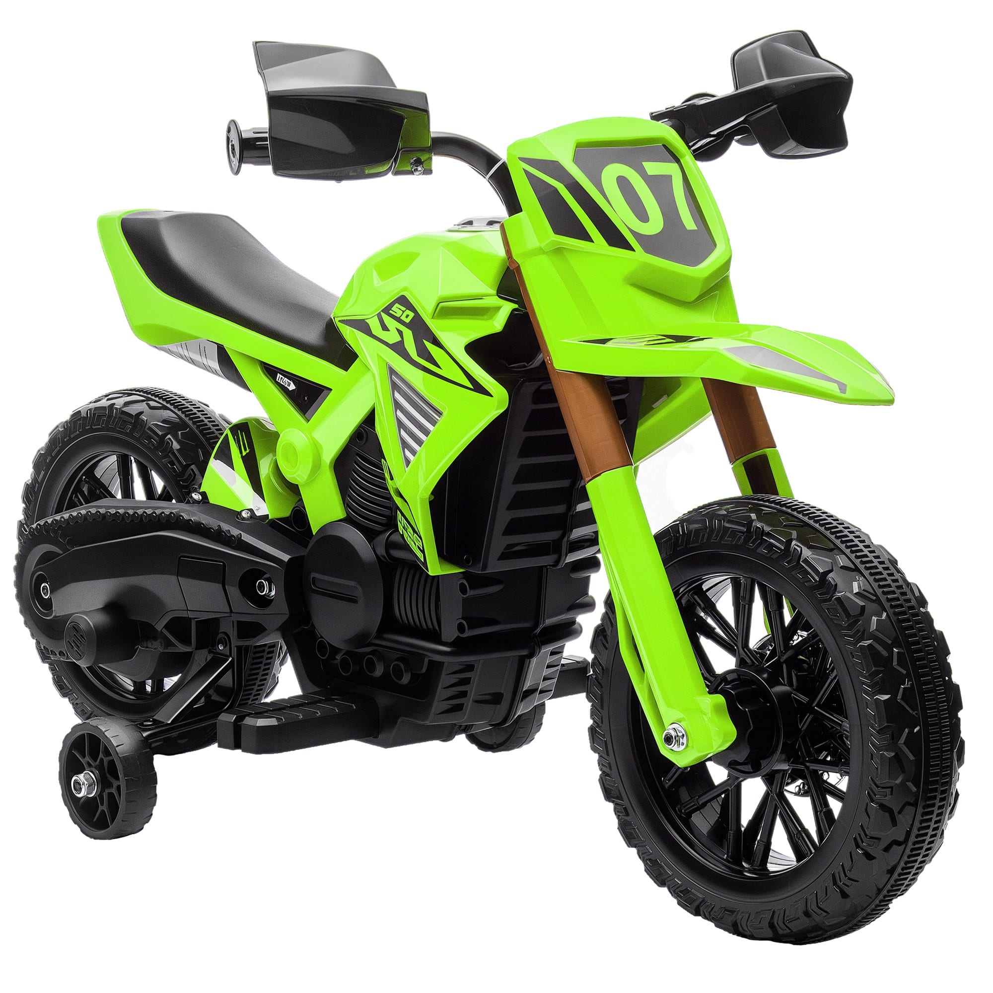 Front. Qaba - Kids Motorcycle, 6V Battery Dirt Bike with Training Wheels, Horn&Start Sound, Electric Motorbike for 3-8.