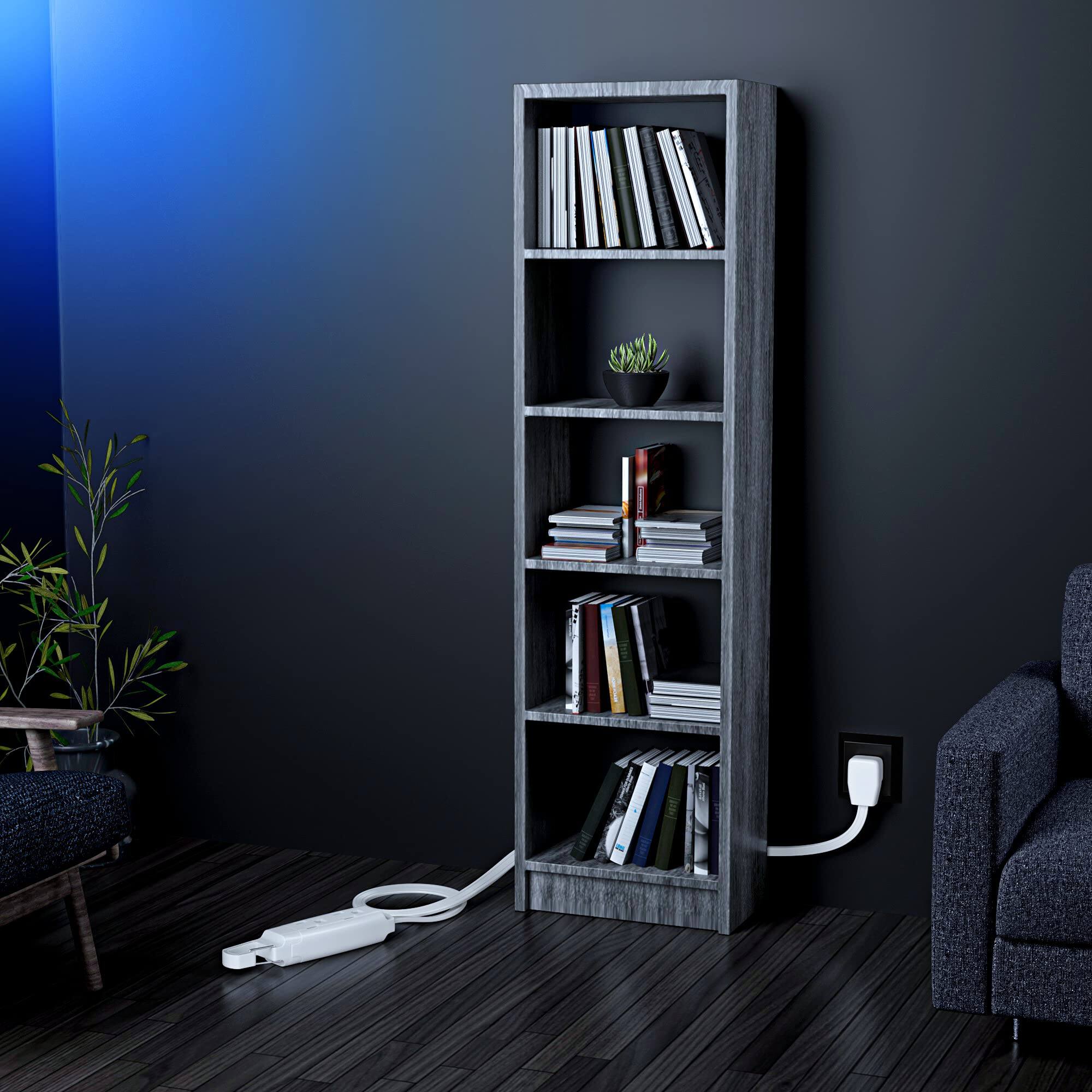 Alt View 4. Maximm - Extension Cord with Removable Easy-Hook System, 3 ft, 3 Outlet Extension Cord 90° Flat Plug, UL Certified - White.