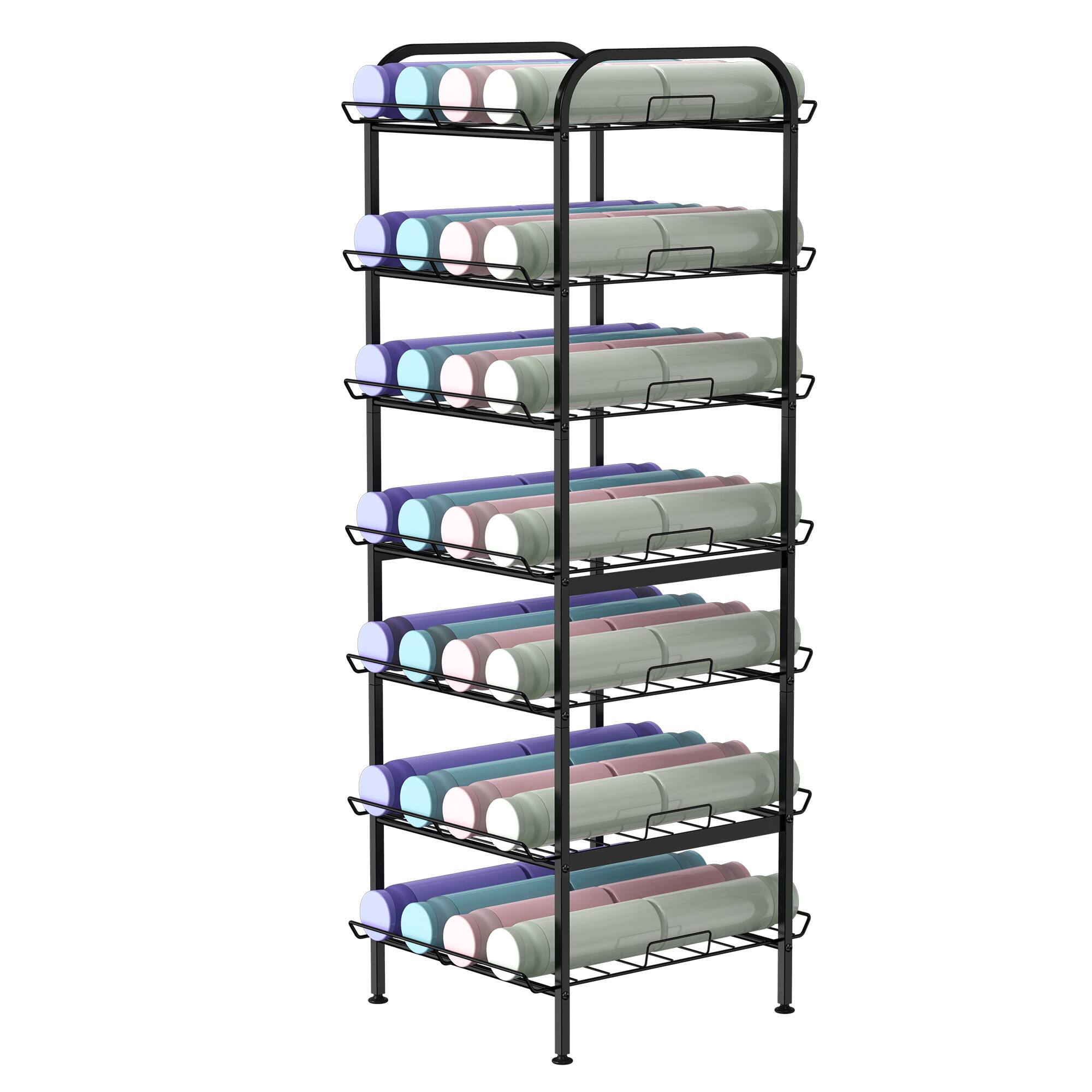 Alt View 2. Oumilen - 7-Tier Black Water Bottle Storage Rack - Black.