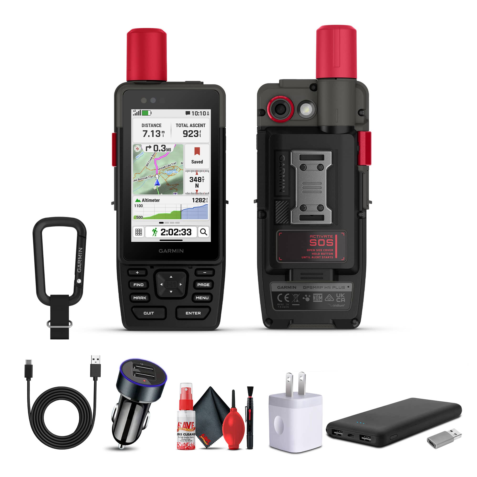 Garmin - GPSMAP H1i Plus, Premium GPS Handheld Navigator with inReach Plus Technology, Voice Memos, and SOS Off-Grid Bundl - Black