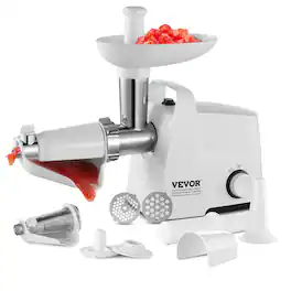 VEVOR - Electric Tomato Strainer, 300W Tomato Sauce Maker Machine, 4 LBS/Min Food Strainer and Sauce Maker - White