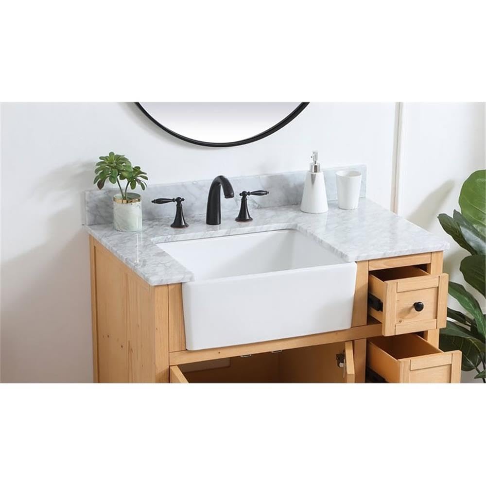 Angle. Elegant Kitchen and Bath - 36 inch backsplash in carrara white - Carrara White.