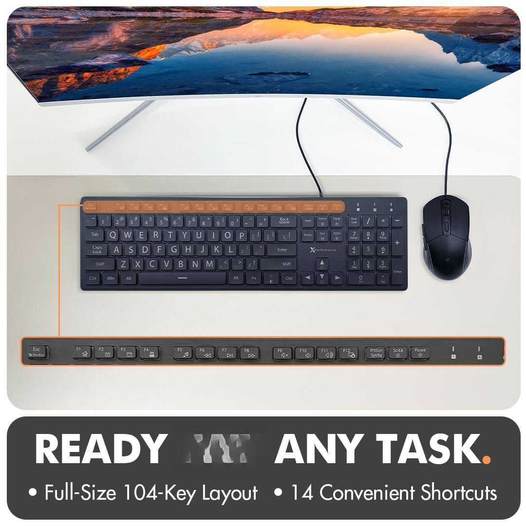 READY ANY TASK.

- Full-Size 104-Key Layout
- 14 Convenient Shortcuts