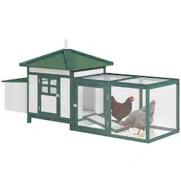 Pawhut - 77" Wooden Chicken Coop Hen House Poultry Cage with Weatherproof Roof, Nesting Box