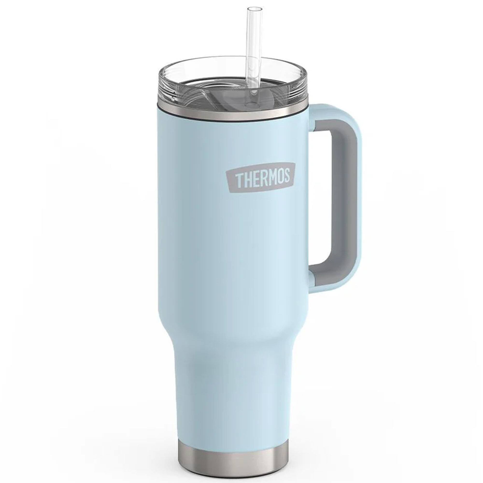 Alt View 1. Thermos - Thermos 40 oz Stainless Steel Cup Holder Mug w/ Straw - Glacier - Glacier.