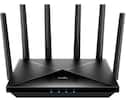 Front. Cudy - Cudy Tri-Band Wi-Fi 7 BE11000 Router, 6-Stream 10 Gbps, 4×2.5G Ports, Up to 11000Mbps, VPN, APP, 6×High-gain Antennas - black.
