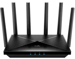 Cudy Tri-Band Wi-Fi 7 BE11000 Router, 6-Stream 10 Gbps, 4×2.5G Ports, Up to 11000Mbps, VPN, APP, 6×High-gain Antennas - black - Front_Zoom