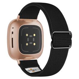 StrapsCo - Nylon Stretch Watch Band Strap For Fitbit Versa 4 - (Rose Gold Hardware)